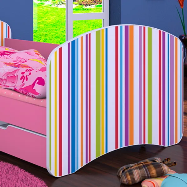 Pat pentru copii Happy Babies Happy Colored Lines L10 90 x 200 cm / PVC / Pink photo 3