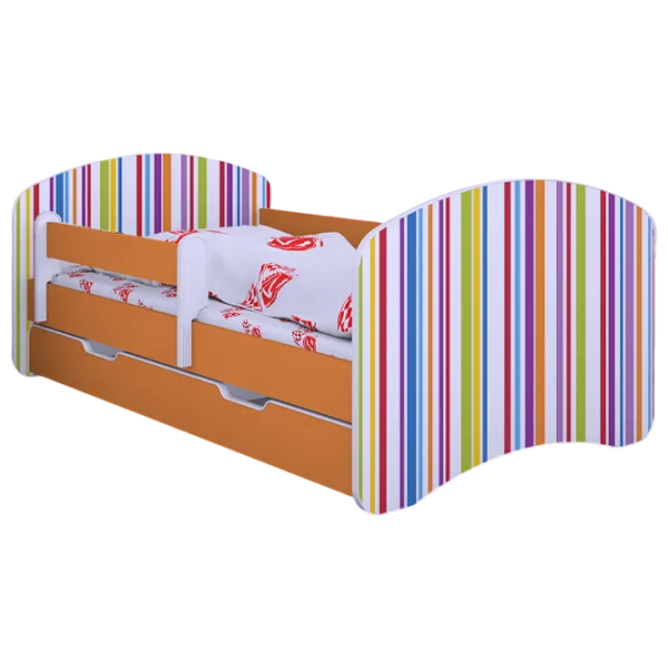 Pat pentru copii Happy Babies Happy Colored Lines L10 90 x 200 cm / PVC / Orange photo 1