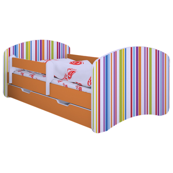 Pat pentru copii Happy Babies Happy Colored Lines L10 90 x 200 cm / PVC / Orange photo 1