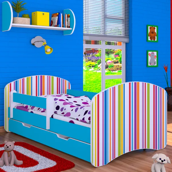 Детская кровать Happy Babies Happy Colored Lines L10 90 x 200 см / ПВХ / Синий photo 2 Детская кровать Happy Babies Happy Colored Lines L10 90 x 200 см / ПВХ / Синий photo 2