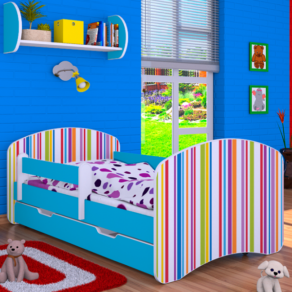 Детская кровать Happy Babies Happy Colored Lines L10 90 x 200 см / ПВХ / Синий photo 2 Детская кровать Happy Babies Happy Colored Lines L10 90 x 200 см / ПВХ / Синий photo 2