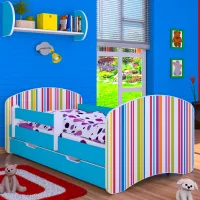 Детская кровать Happy Babies Happy Colored Lines L10 90 x 200 см / ПВХ / Синий photo 2