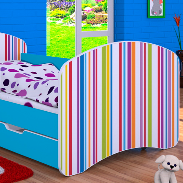 Детская кровать Happy Babies Happy Colored Lines L10 90 x 200 см / ПВХ / Синий photo 3 Детская кровать Happy Babies Happy Colored Lines L10 90 x 200 см / ПВХ / Синий photo 3