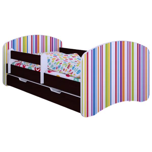 Детская кровать Happy Babies Happy Colored Lines L10 90 x 200 см / ПВХ / Венге photo 1