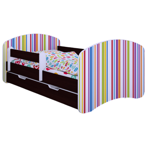 Детская кровать Happy Babies Happy Colored Lines L10 90 x 200 см / ПВХ / Венге photo 1