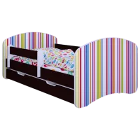Pat pentru copii Happy Babies Happy Colored Lines L10 90 x 200 cm / PVC / Wenge