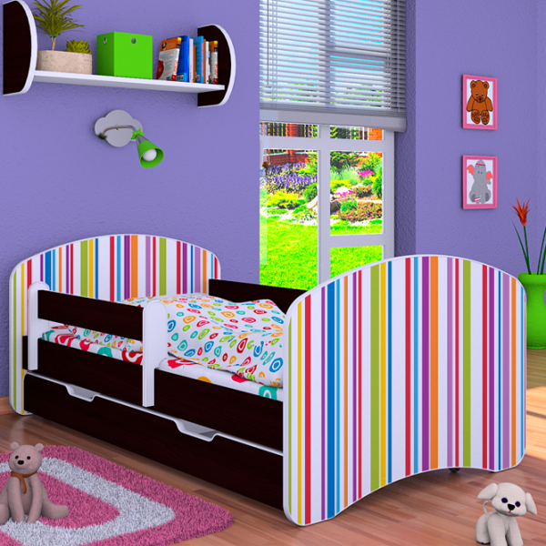 Детская кровать Happy Babies Happy Colored Lines L10 90 x 200 см / ПВХ / Венге photo 2