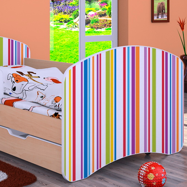 Детская кровать Happy Babies Happy Colored Lines L10 90 x 200 см / ПВХ / Светлая груша photo 3