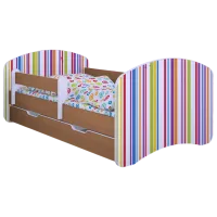 Pat pentru copii Happy Babies Happy Colored Lines L10 90 x 200 cm / PVC / Beech