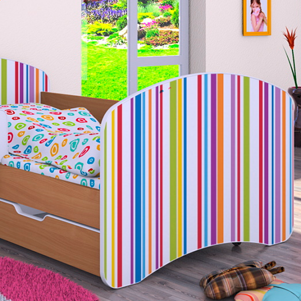 Детская кровать Happy Babies Happy Colored Lines L10 90 x 200 см / ПВХ / Beech photo 3 Детская кровать Happy Babies Happy Colored Lines L10 90 x 200 см / ПВХ / Beech photo 3