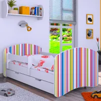 Pat pentru copii Happy Babies Happy Colored Lines L10 90 x 200 cm / PVC / White photo 2