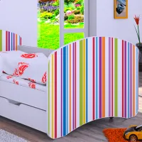 Pat pentru copii Happy Babies Happy Colored Lines L10 90 x 200 cm / PVC / White photo 3