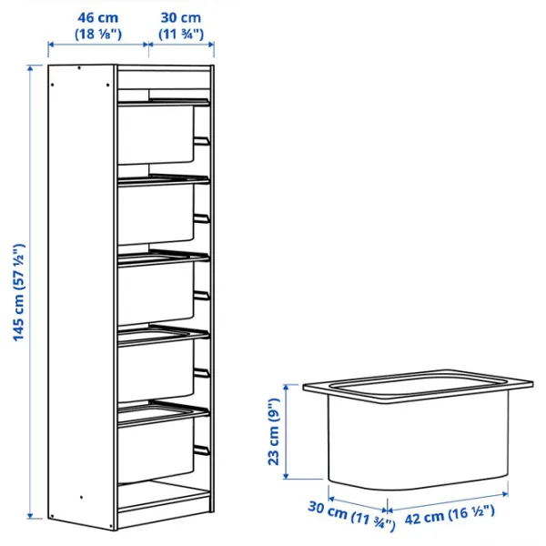 Etajeră cu containere Ikea Trofast  145 x 46 x 30 cm / PAL / White photo 2