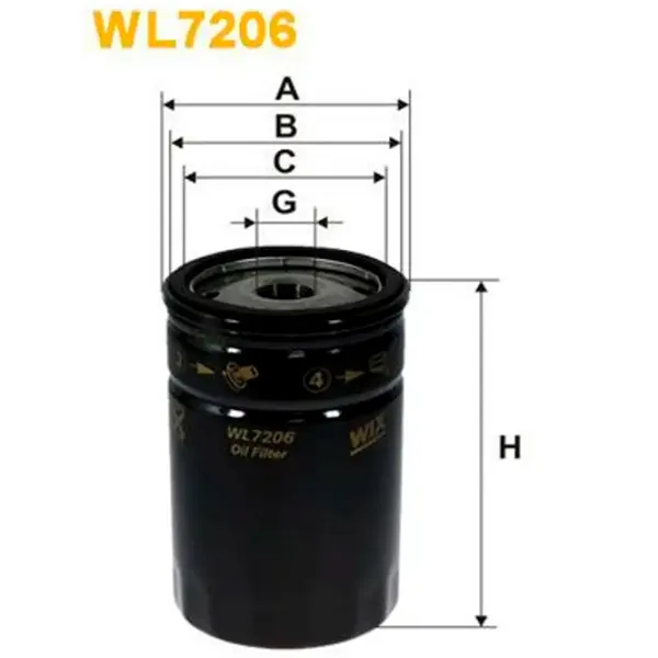 Масляный фильтр Wix Filters WL7206 WX-WL7206 photo 2 Масляный фильтр Wix Filters WL7206 WX-WL7206 photo 2