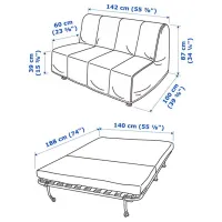 Диван Ikea Lycksele Lovas (5357267) Хлопок / Тёмно-серый photo 7