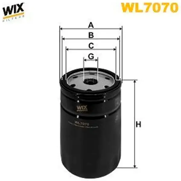 Filtru de ulei Wix Filters WL7070 WX-WL7070 photo 3 Filtru de ulei Wix Filters WL7070 WX-WL7070 photo 3