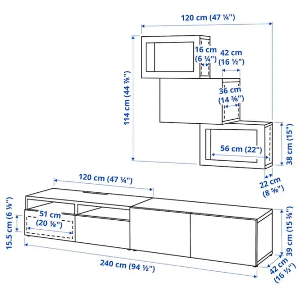 Гостиная Ikea Besta Немодульная / Белый дуб photo 6