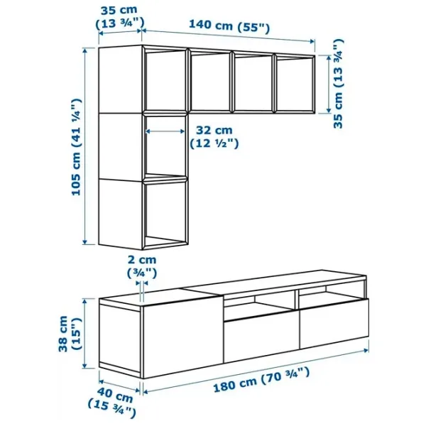 Гостиная Ikea Besta/Eket Немодульная / Белый дуб photo 5 Гостиная Ikea Besta/Eket Немодульная / Белый дуб photo 5
