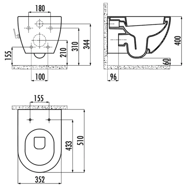 Vas WC Creavit FE322.001 RimOFF/KC 0903.02 Suspendat photo 2 Vas WC Creavit FE322.001 RimOFF/KC 0903.02 Suspendat photo 2
