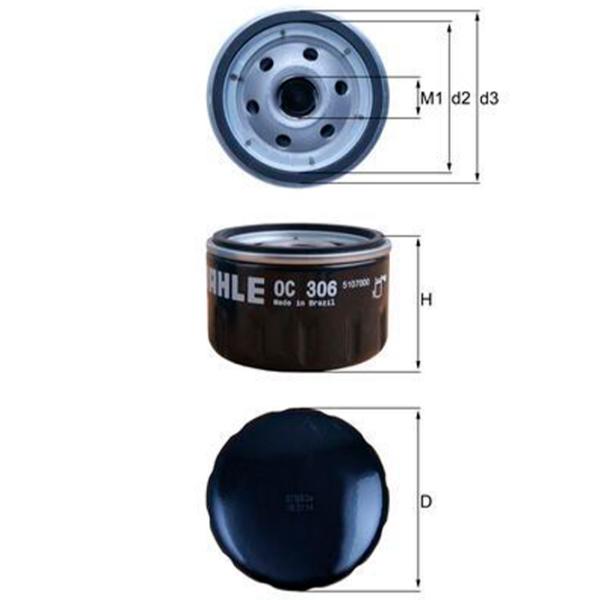 Масляный фильтр Mahle OC 306 MHL-OC 306 photo 2 Масляный фильтр Mahle OC 306 MHL-OC 306 photo 2