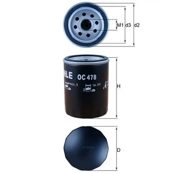 Масляный фильтр Mahle OC 478 MHL-OC 478 photo 2 Масляный фильтр Mahle OC 478 MHL-OC 478 photo 2
