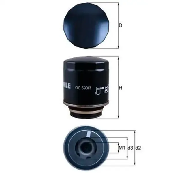 Filtru de ulei Mahle OC 593/3 MHL-OC 593/3 photo 3 Filtru de ulei Mahle OC 593/3 MHL-OC 593/3 photo 3
