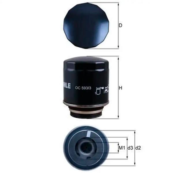 Filtru de ulei Mahle OC 593/3 MHL-OC 593/3 photo 3 Filtru de ulei Mahle OC 593/3 MHL-OC 593/3 photo 3