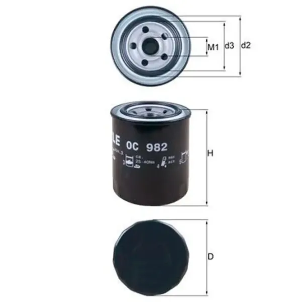 Масляный фильтр Mahle OC 982 MHL-OC 982 photo 3 Масляный фильтр Mahle OC 982 MHL-OC 982 photo 3