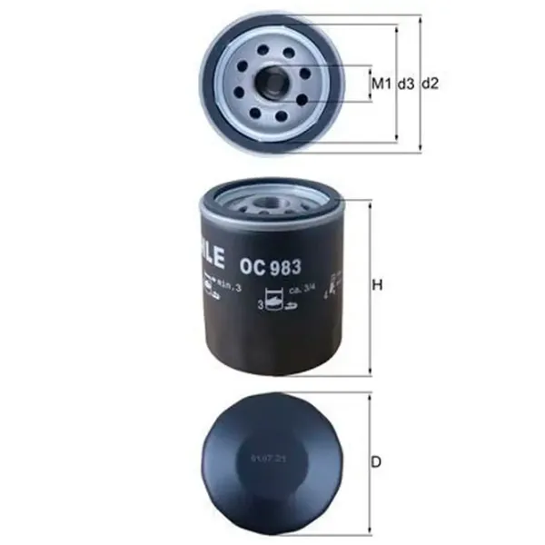 Масляный фильтр Mahle OC 983 MHL-OC 983 photo 3 Масляный фильтр Mahle OC 983 MHL-OC 983 photo 3