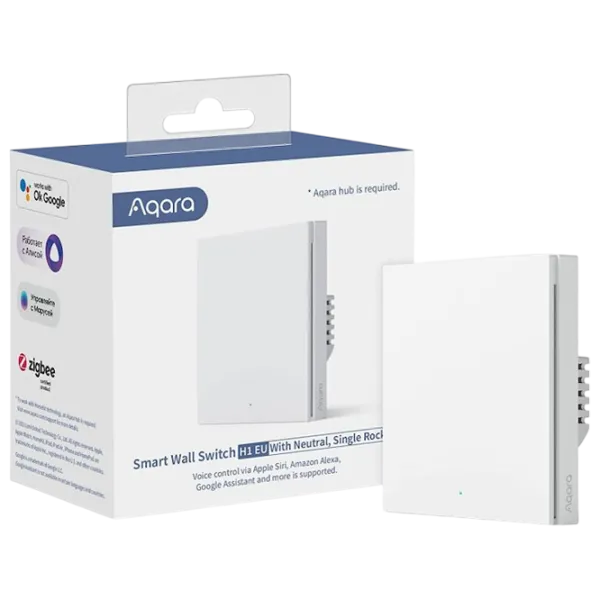 Intrerupator inteligent Aqara Smart Wall Switch H1 (fara Nul, Single rocker)  White photo 5