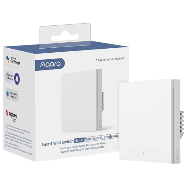 Intrerupator inteligent Aqara Smart Wall Switch H1 (fara Nul, Single rocker)  White photo 5