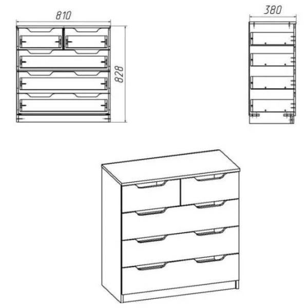 Comodă KompaniT 2+3М 82.8 x 81 x 38 / LPAL / Nimfeia Alb photo 2 Comodă KompaniT 2+3М 82.8 x 81 x 38 / LPAL / Nimfeia Alb photo 2