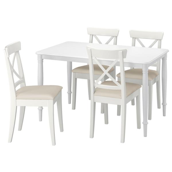 Обеденные стол со стульями Ikea Danderyd/Ingolf/Hallarp Прямоугольная / МДФ / Белый photo 1