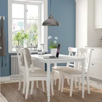 Set masă și scaune Ikea Danderyd/Ingolf/Hallarp Dreptunghiulară / MDF / White photo 7