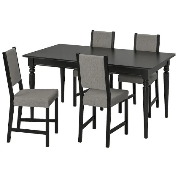 Set masă și scaune Ikea Ingatorp/Stefan/Knisa Dreptunghiulară / PAL / Black photo 1