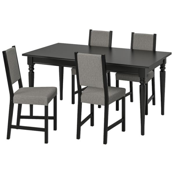 Set masă și scaune Ikea Ingatorp/Stefan/Knisa Dreptunghiulară / PAL / Black photo 1