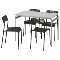Обеденные стол со стульями Ikea Grasala/Adde Квадратная / ДСП / Серый