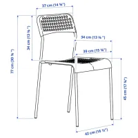 Set masă și scaune Ikea Grasala/Adde Pătrată / PAL / Gray photo 3