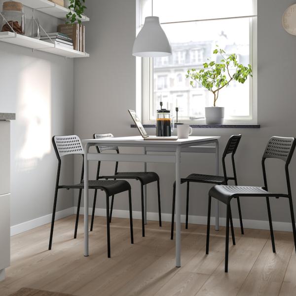 Обеденные стол со стульями Ikea Grasala/Adde Квадратная / ДСП / Серый photo 4