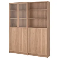 Шкаф с полками Ikea Billy/Oxberg 202 x 160 x 30см / МДФ / Дуб