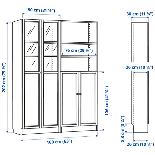 Dulap cu polițe Ikea Billy/Oxberg 202 x 160 x 30 / MDF / Stejar photo 6