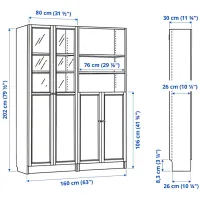 Dulap cu polițe Ikea Billy/Oxberg 202 x 160 x 30 / MDF / Stejar photo 6