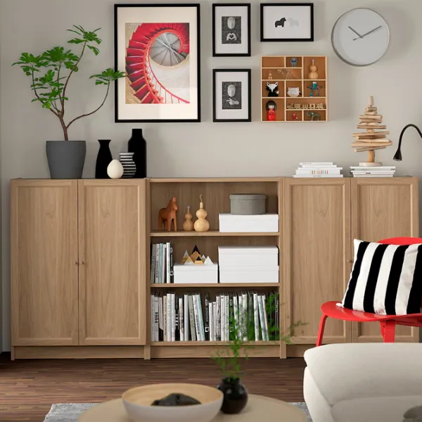 Dulap cu polițe Ikea Billy/Oxberg 106 x 240 x 30 / MDF / Stejar photo 5 Dulap cu polițe Ikea Billy/Oxberg 106 x 240 x 30 / MDF / Stejar photo 5