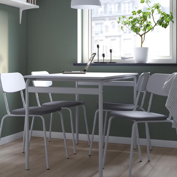 Обеденные стол со стульями Ikea Grasala Квадратная / ДСП / Серый photo 4