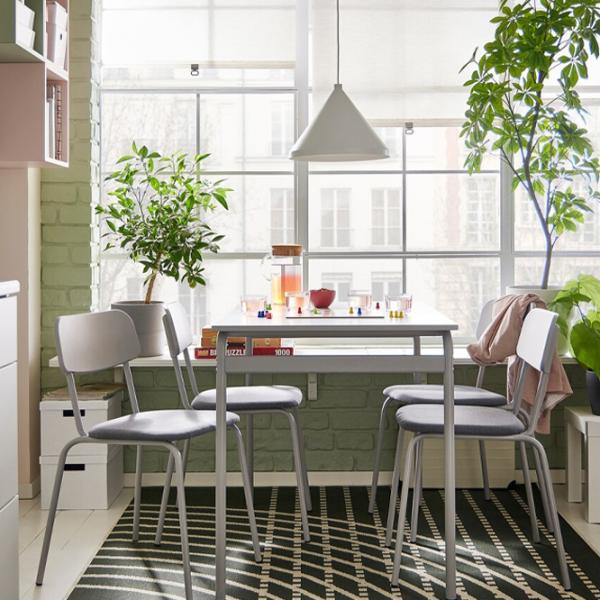 Обеденные стол со стульями Ikea Grasala Квадратная / ДСП / Серый photo 9