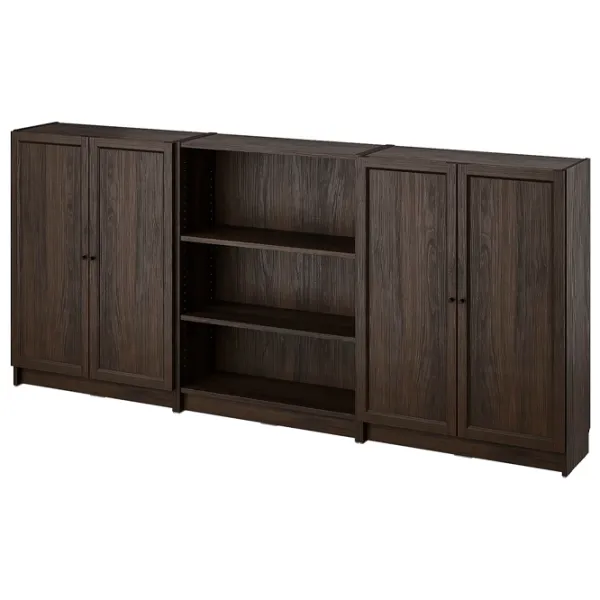 Шкаф с полками Ikea Billy/Oxberg 106 x 240 x 30см / МДФ / Темно Коричневый photo 1