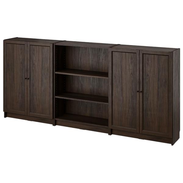 Шкаф с полками Ikea Billy/Oxberg 106 x 240 x 30см / МДФ / Темно Коричневый photo 1