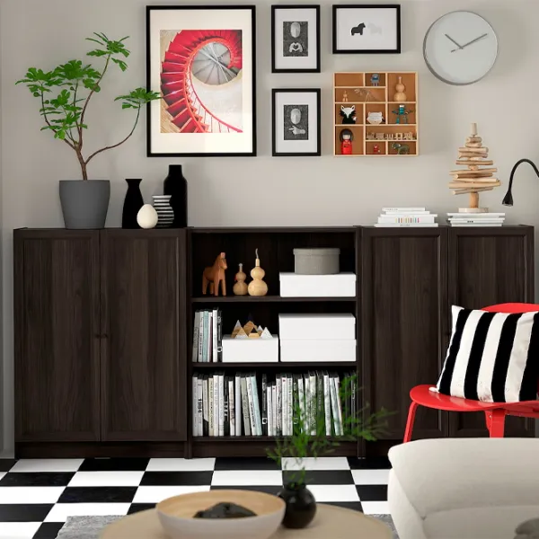 Шкаф с полками Ikea Billy/Oxberg 106 x 240 x 30см / МДФ / Темно Коричневый photo 5