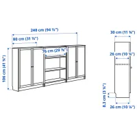 Шкаф с полками Ikea Billy/Oxberg 106 x 240 x 30см / МДФ / Темно Коричневый photo 7