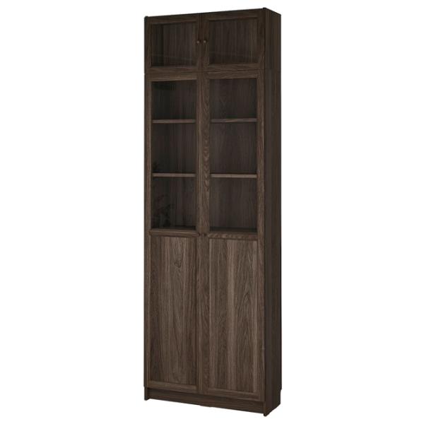 Шкаф с полками Ikea Billy/Oxberg 237 x 80 x 30см / МДФ / Темно Коричневый photo 1